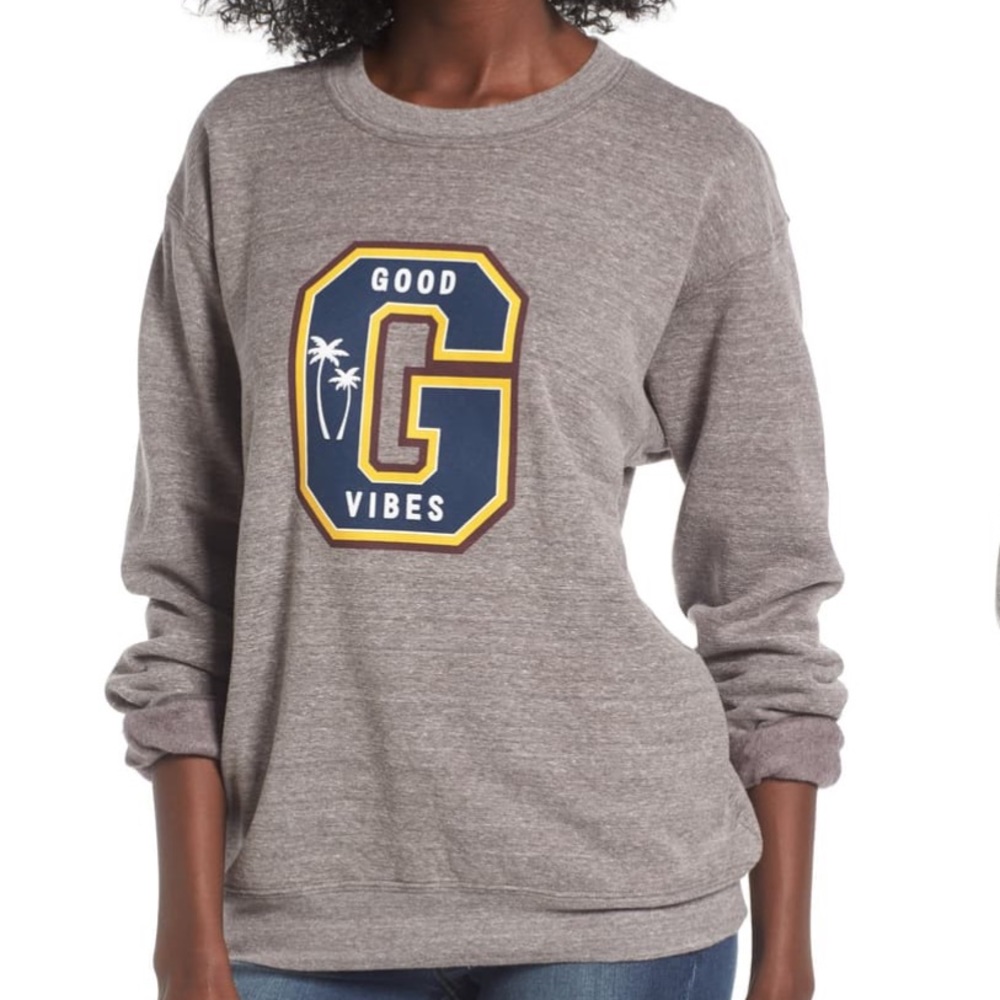 NWOT SubUrban Riot Good Vibes Varsity Sweatshirt
